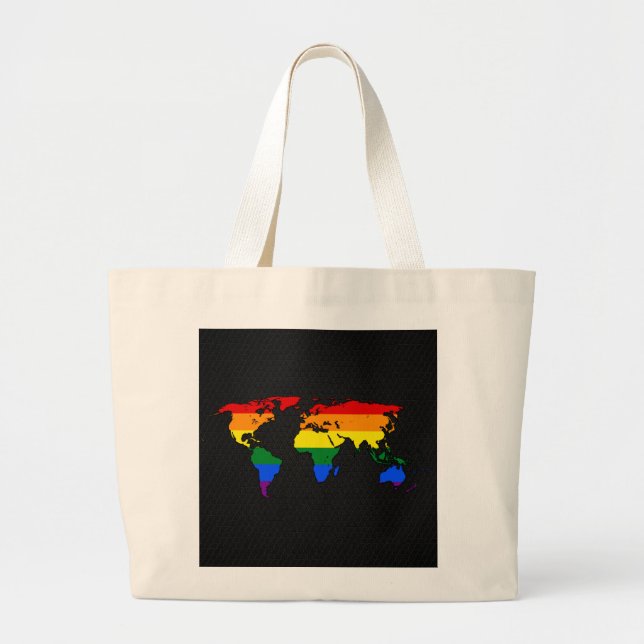 LGBT pride world map  Large Tote Bag (Front)