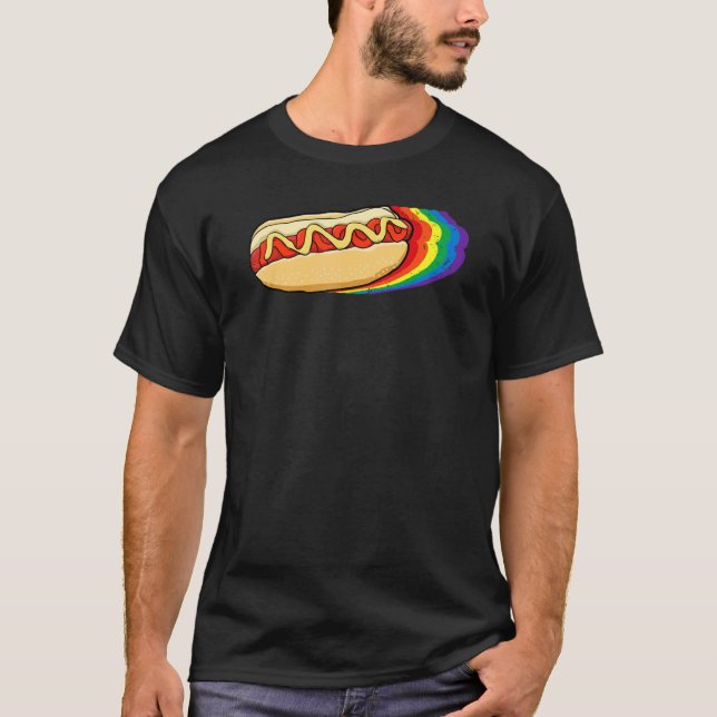 Lgbt Q Gay Pride Proud Ally Rainbow Colour Hotdog  T-Shirt (Front)