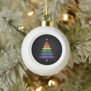 LGBT-Q Pride Christmas Tree Pajama Rainbow Flag Ceramic Ball Christmas Ornament
