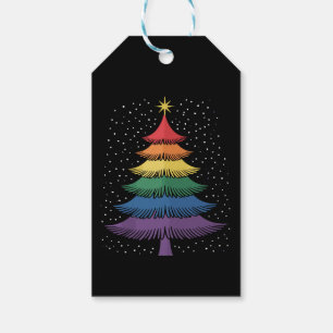 LGBT-Q Pride Christmas Tree Pajama Rainbow Flag Gift Tags