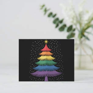 LGBT-Q Pride Christmas Tree Pajama Rainbow Flag Holiday Postcard