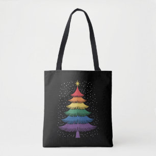 LGBT-Q Pride Christmas Tree Pajama Rainbow Flag Tote Bag