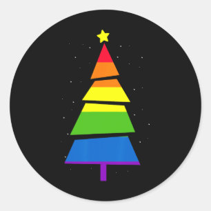 Lgbt-q Pride Rainbow Flag Gay Christmas Tree X-mas Classic Round Sticker
