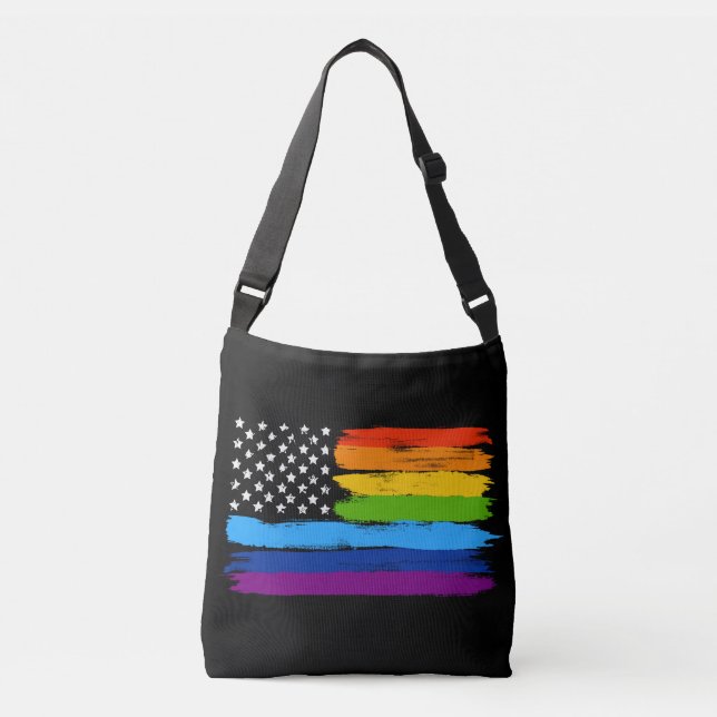 LGBT Rainbow American Pride Flag Cross Body Bag (Front)