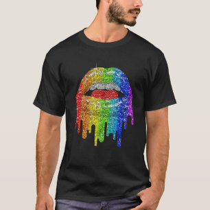 Lgbt Rainbow Bling Lgbt Lips Pride Gay Bisexual Le T-Shirt