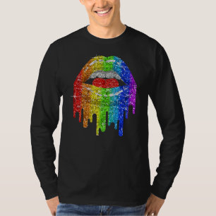 Lgbt Rainbow Bling Lips Pride Gay Bisexual Lesbia T-Shirt