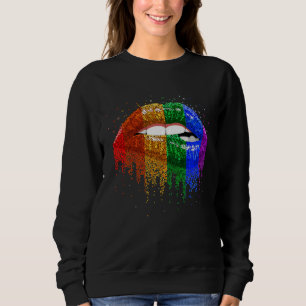 LGBT Rainbow Bling Vintage Lips Pride Gay Bisexual Sweatshirt