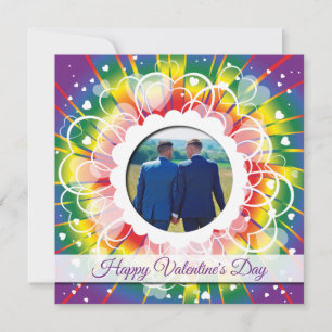 LGBT Rainbow Custom Photo Valentine's Day Holiday Card