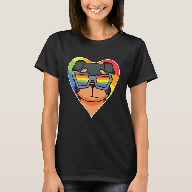 LGBT Rainbow   Dog Rottweiler   Gay Pride   Dog Ow T-Shirt (Front)