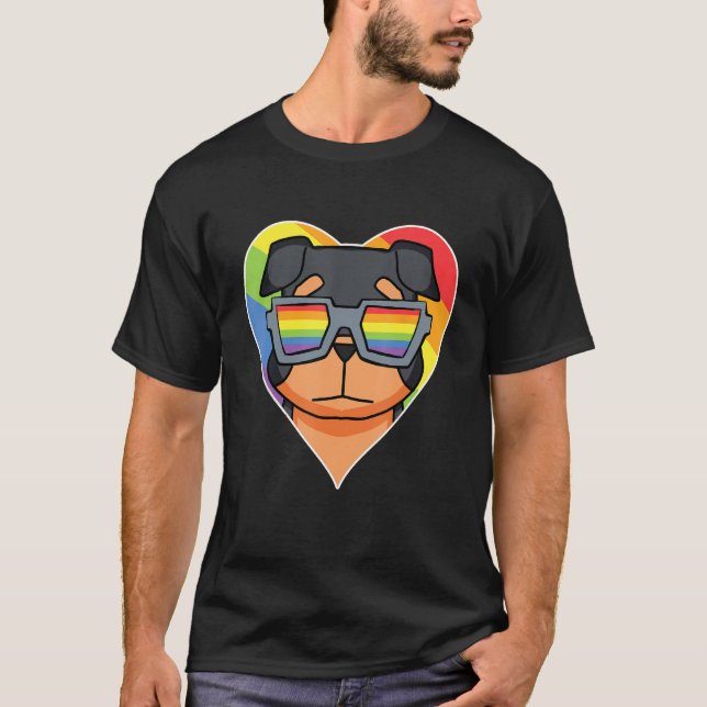LGBT Rainbow   Dog Rottweiler   Gay Pride   Dog Ow T-Shirt (Front)