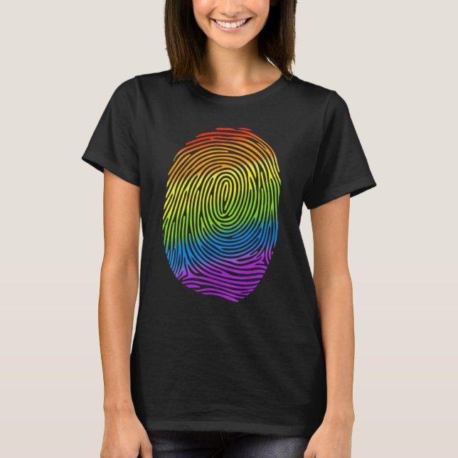 Lgbt Rainbow Fingerprint Proud Gay Lesbian Lgbt Mo T-Shirt (Front)