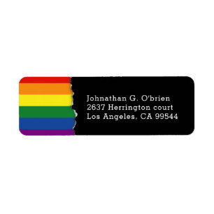 LGBT Rainbow Flag   Blk Return Address Label