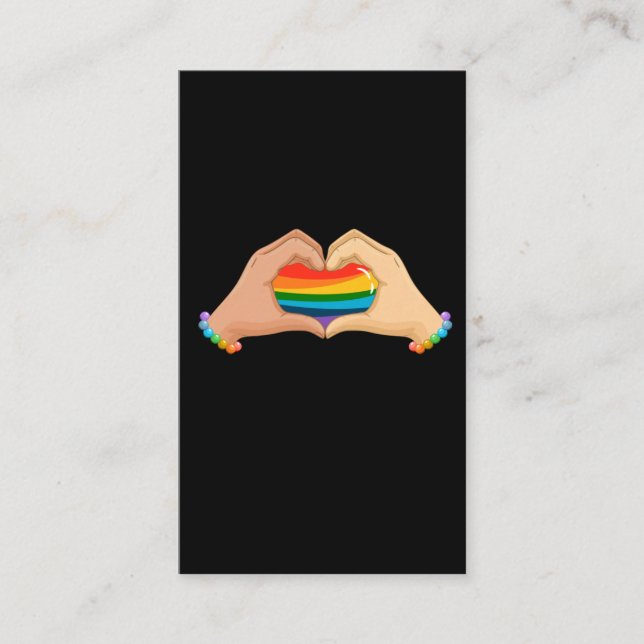 LGBT Rainbow Flag Hands Heart Colorful Love Business Card (Front)