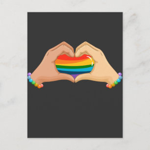 LGBT Rainbow Flag Hands Heart Colourful Love Postcard
