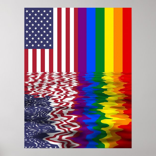LGBT Rainbow Flag Reflection Rally Banner Poster (Front)