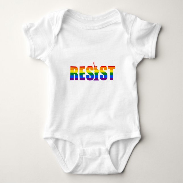 LGBT Rainbow Flag Resist Gay Pride Equal Rights Baby Bodysuit (Front)
