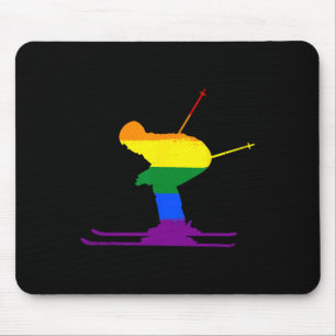 Lgbt Rainbow Flag Skiing Skier Ski Gay Pride Love Mouse Pad
