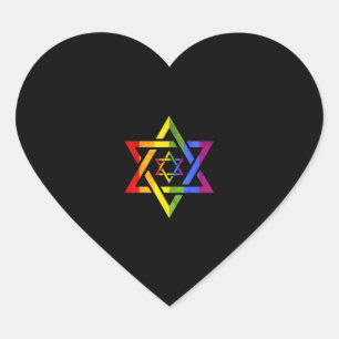 LGBT Rainbow Flag Star Of David Queer Israeli Gift Heart Sticker