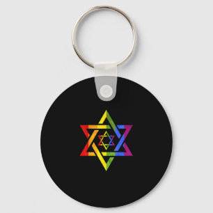 LGBT Rainbow Flag Star Of David Queer Israeli Gift Key Ring