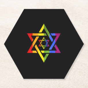 LGBT Rainbow Flag Star Of David Queer Israeli Gift Paper Coaster
