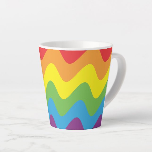 Lgbt Rainbow Flag Waves Latte Mug (Right Angle)
