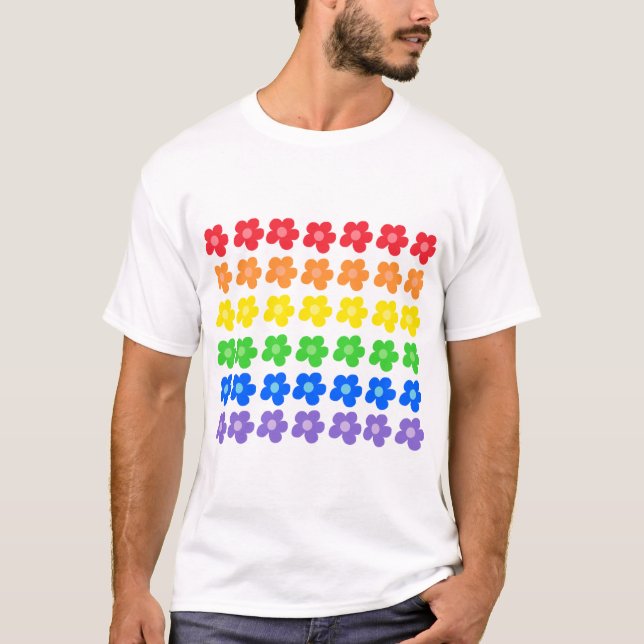 LGBT Rainbow Flowers Gay Pride design  T-Shirt (Front)