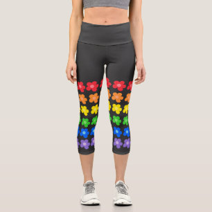LGBT Rainbow Flowers Gay Pride Freedom & Equality Capri Leggings