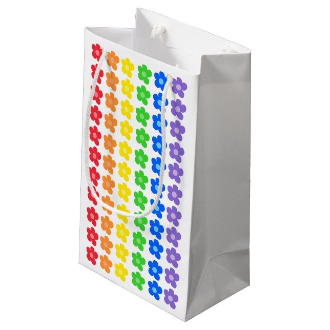 LGBT Rainbow Flowers Gay Pride Freedom & Equality  Small Gift Bag (Back Angled)