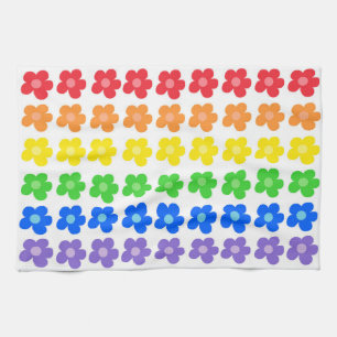 LGBT Rainbow Flowers Gay Pride Freedom & Equality  Tea Towel