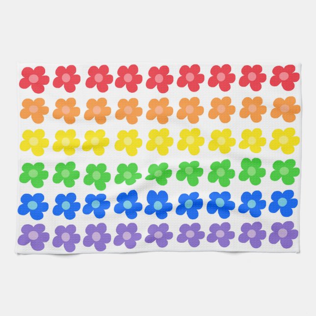 LGBT Rainbow Flowers Gay Pride Freedom & Equality  Tea Towel (Horizontal)