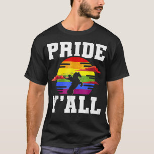 LGBT Rainbow Gay Pride Flag Cowboy Hat Western Cow T-Shirt