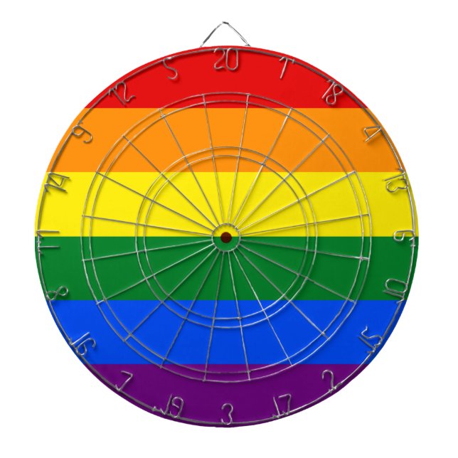 LGBT Rainbow Gay Pride Flag Dartboard (Front)