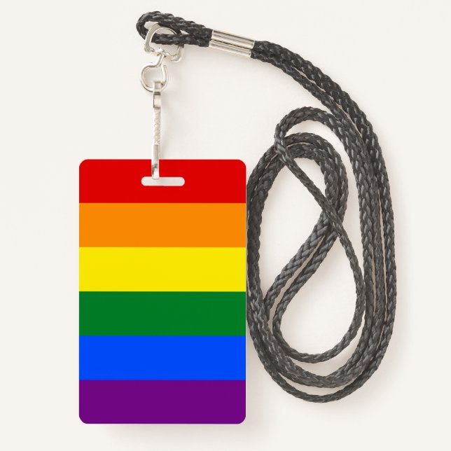 LGBT Rainbow Gay Pride Flag ID Badge (Back with Lanyard)