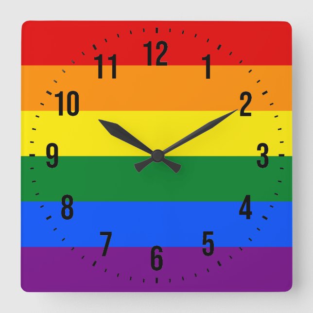 LGBT Rainbow Gay Pride Flag Square Wall Clock (Front)
