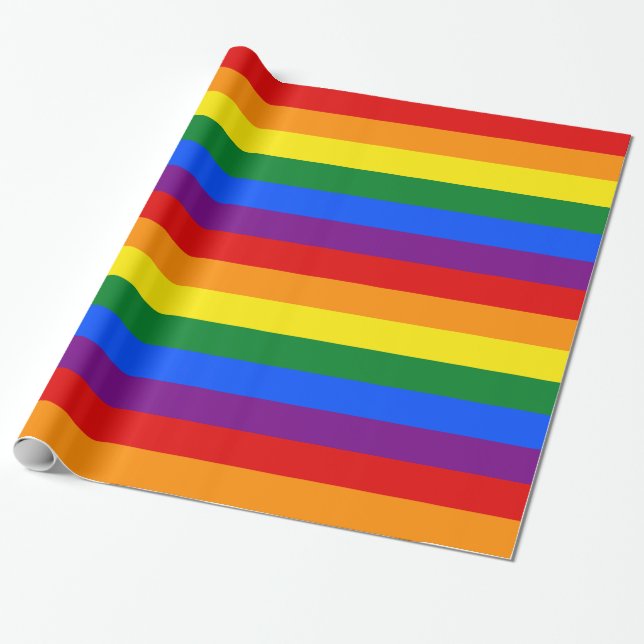 LGBT Rainbow Gay Pride Flag Wrapping Paper (Unrolled)