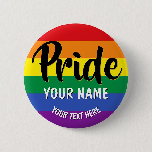 LGBT Rainbow Gay Pride Personalised 6 Cm Round Badge (Front)