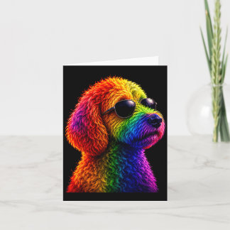 Lgbt rainbow goldendoodle with sunglasses gay card