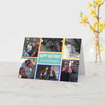 LGBT Rainbow Happy Birthday Photo Collage Greeting