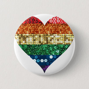 lgbt rainbow heart 6 cm round badge
