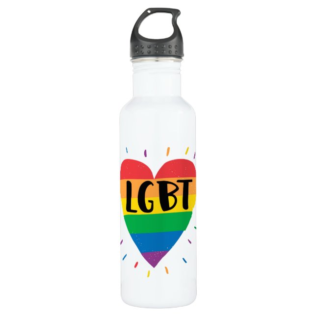 LGBT Rainbow Heart 710 Ml Water Bottle (Front)