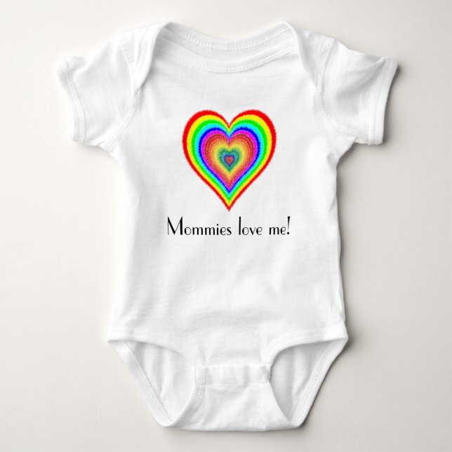 LGBT rainbow heart baby onsie Bodysuit (Front)