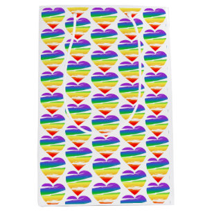 Lgbt Rainbow Heart Brush Effect Medium Gift Bag
