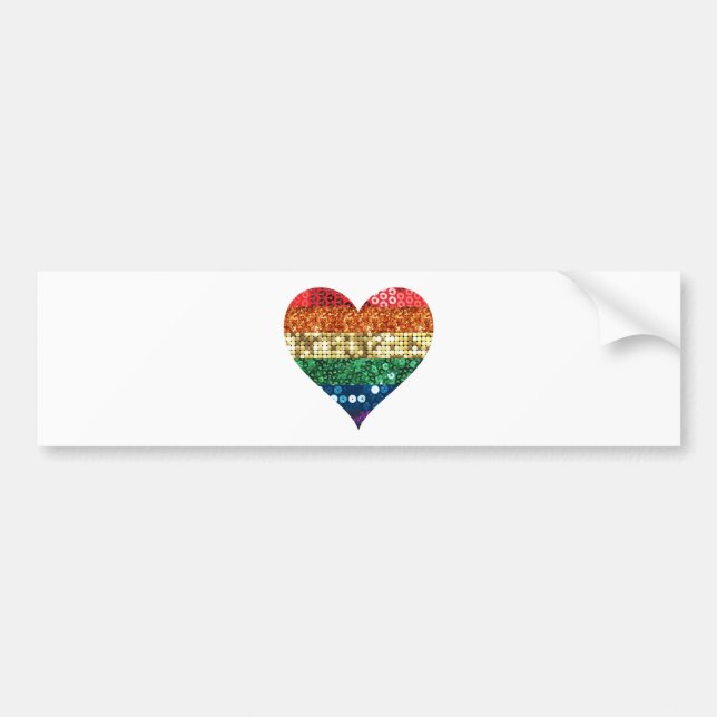 lgbt rainbow heart bumper sticker (Front)