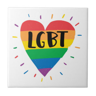 LGBT Rainbow Heart Ceramic Tile