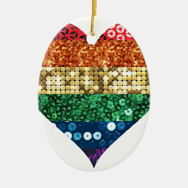 lgbt rainbow heart ceramic tree decoration (Front)