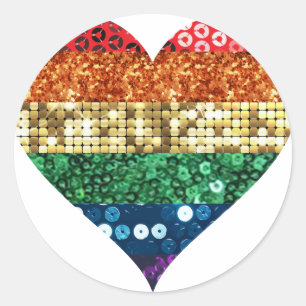 lgbt rainbow heart classic round sticker