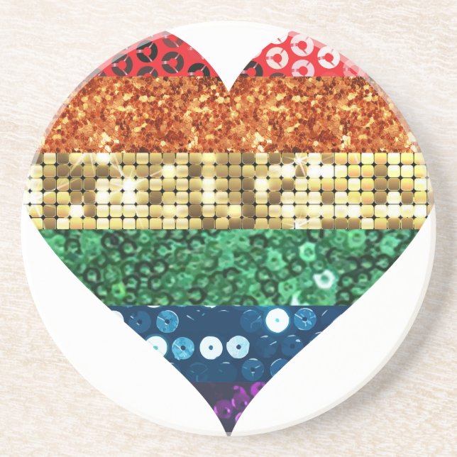 lgbt rainbow heart coaster (Front)