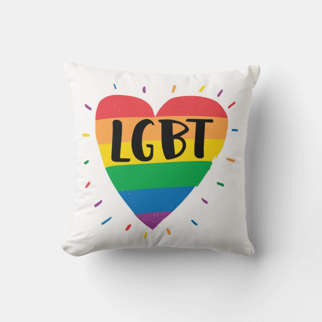 LGBT Rainbow Heart Cushion (Front)