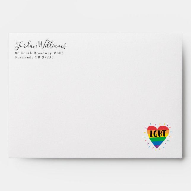 LGBT Rainbow Heart Envelope (Front)