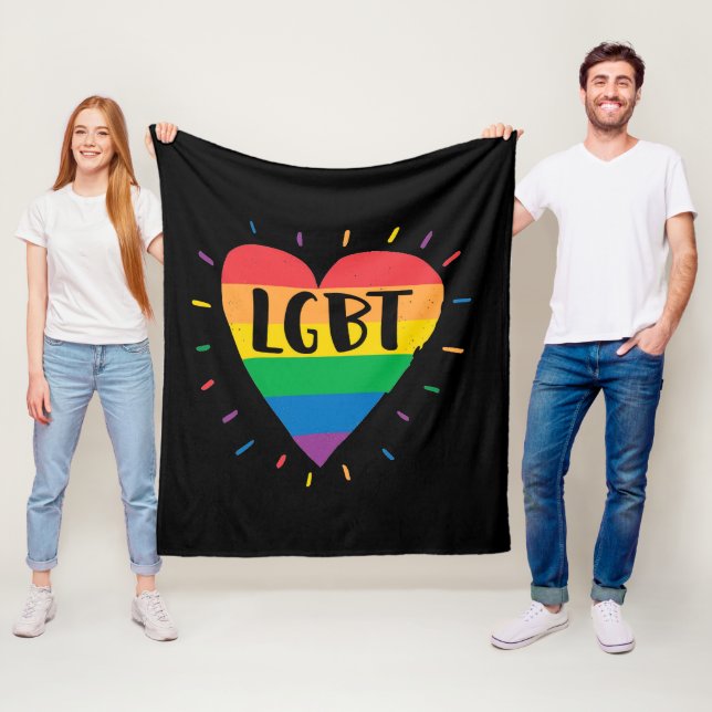 LGBT Rainbow Heart Fleece Blanket (In Situ)